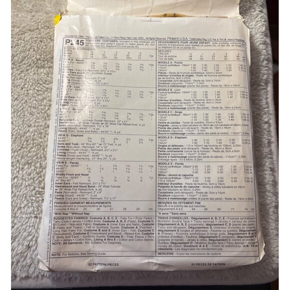 McCalls Crawling Critters Pattern Baby Costumes P245 Size 2 Toddler Halloween - Picture 3 of 7